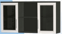 Антресоль большая с двумя стеклодверями ДЛЯ ГОСТИНОЙ АБС-2 Венге/Дуб выбеленный в Солнечном - solnechnyj.katalogmebeli.com | фото