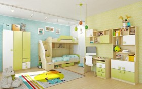 Детская комната Эппл (Зеленый/Белый/корпус Клен) в Солнечном - solnechnyj.katalogmebeli.com | фото 3