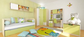 Детская комната Эппл (Зеленый/Белый/корпус Клен) в Солнечном - solnechnyj.katalogmebeli.com | фото 5