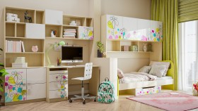 Детская комната Флёр (Белый/корпус Клен) в Солнечном - solnechnyj.katalogmebeli.com | фото 1