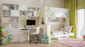Детская комната Флер (Белый/корпус Выбеленное дерево) в Солнечном - solnechnyj.katalogmebeli.com | фото 2