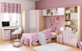 Детская комната Грэйси (Розовый/Серый/корпус Клен) в Солнечном - solnechnyj.katalogmebeli.com | фото 3