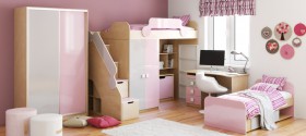 Детская комната Грэйси (Розовый/Серый/корпус Клен) в Солнечном - solnechnyj.katalogmebeli.com | фото 5