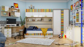 Детская комната Клаксон без машинок (Белый/корпус Клен) в Солнечном - solnechnyj.katalogmebeli.com | фото 5