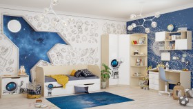 Детская комната Санни (Белый/корпус Клен) в Солнечном - solnechnyj.katalogmebeli.com | фото 2