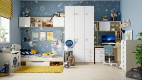Детская комната Санни (Белый/корпус Клен) в Солнечном - solnechnyj.katalogmebeli.com | фото