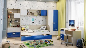 Детская комната Скай Люкс (Синий/Белый/корпус Клен) в Солнечном - solnechnyj.katalogmebeli.com | фото