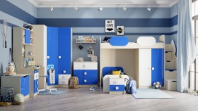Детская комната Скай Люкс (Синий/Белый/корпус Клен) в Солнечном - solnechnyj.katalogmebeli.com | фото 7
