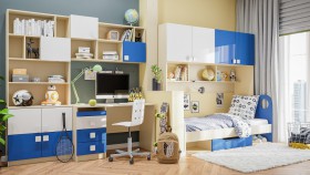 Детская комната Скай Люкс (Синий/Белый/корпус Клен) в Солнечном - solnechnyj.katalogmebeli.com | фото 9