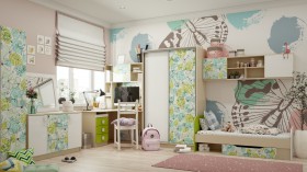 Детская комната Твит (Белый/Зеленый/корпус Клен) в Солнечном - solnechnyj.katalogmebeli.com | фото