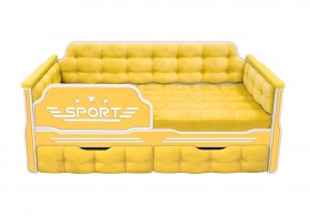 Кровать 160 серии Спорт 2 ящика 74 Жёлтый (мягкие боковые накладки) в Солнечном - solnechnyj.katalogmebeli.com | фото