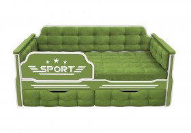 Кровать 160 серии Спорт 2 ящика 76 Зелёный (мягкие боковые накладки) в Солнечном - solnechnyj.katalogmebeli.com | фото