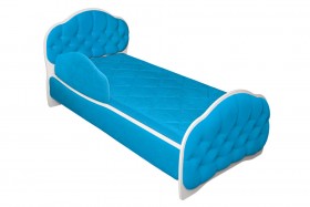 Кровать 170 Гармония 84 Ярко-голубой (мягкий бортик) в Солнечном - solnechnyj.katalogmebeli.com | фото