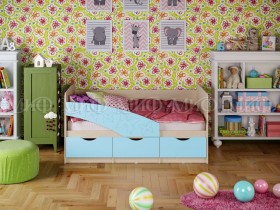 Кровать Бабочки 1,6м (Голубой матовый) в Солнечном - solnechnyj.katalogmebeli.com | фото