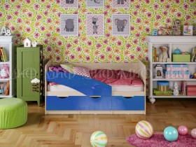 Кровать Бабочки 1,6м (Синий металлик) в Солнечном - solnechnyj.katalogmebeli.com | фото