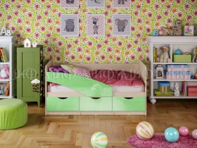 Кровать Бабочки 2,0м (Салатовый металлик) в Солнечном - solnechnyj.katalogmebeli.com | фото 1