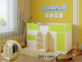 Кровать-чердак Малыш-4 Дуб молочный/Лайм в Солнечном - solnechnyj.katalogmebeli.com | фото