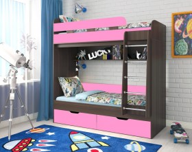 Кровать двухъярусная Юниор-5  Бодего/Розовый в Солнечном - solnechnyj.katalogmebeli.com | фото