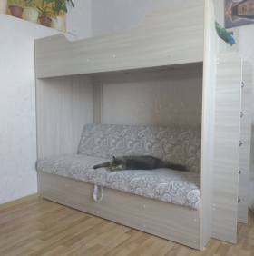 Кровать двухъярусная с диваном (Беленый дуб) в Солнечном - solnechnyj.katalogmebeli.com | фото