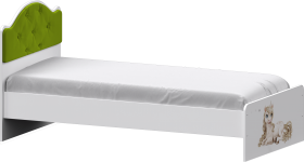 Кровать Каспер с мягкой спинкой и фотопечатью (800х1900)Белый/Лайм в Солнечном - solnechnyj.katalogmebeli.com | фото