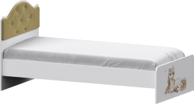 Кровать Каспер с мягкой спинкой и фотопечатью (800х1900)  Белый/Ваниль в Солнечном - solnechnyj.katalogmebeli.com | фото