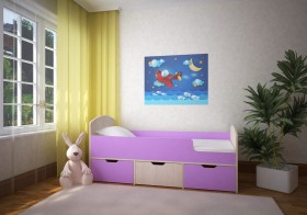 Кровать Малыш-мини Дуб молочный/Ирис в Солнечном - solnechnyj.katalogmebeli.com | фото