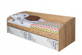 Кровать с 2 ящиками «Оксфорд» (Ривьера/Белый с рисунком) в Солнечном - solnechnyj.katalogmebeli.com | фото 3