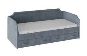 Кровать с мягкой обивкой и ящиками «Кантри» Тип 1 (900) (Замша синяя) в Солнечном - solnechnyj.katalogmebeli.com | фото