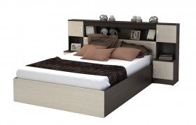 Кровать с прикроватным блоком КР 552 Спальня Basya (венге/белфорт) в Солнечном - solnechnyj.katalogmebeli.com | фото
