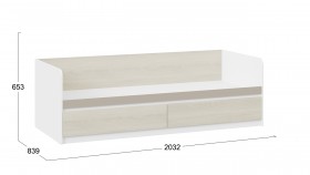 Кровать «Сканди» с 2 ящиками Дуб Гарден/Белый/Глиняный серый в Солнечном - solnechnyj.katalogmebeli.com | фото 3