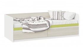 Кровать «Сканди» с 2 ящиками Дуб Гарден/Белый/Зеленый в Солнечном - solnechnyj.katalogmebeli.com | фото