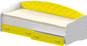 Кровать Софа-7 с мягкой спинкой (800х1900) Белый/Желтый в Солнечном - solnechnyj.katalogmebeli.com | фото