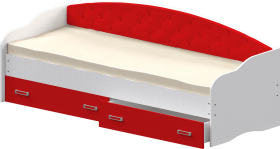 Кровать Софа-7 с мягкой спинкой (800х1900) Белый/Красный в Солнечном - solnechnyj.katalogmebeli.com | фото