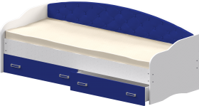 Кровать Софа-7 с мягкой спинкой (800х1900) Белый/Синий в Солнечном - solnechnyj.katalogmebeli.com | фото