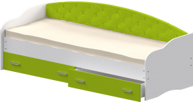 Кровать Софа-8 с мягкой спинкой (900х2000) Белый/Лайм в Солнечном - solnechnyj.katalogmebeli.com | фото