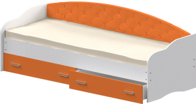 Кровать Софа-8 с мягкой спинкой (900х2000) Белый/Оранжевый в Солнечном - solnechnyj.katalogmebeli.com | фото