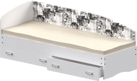 Кровать Софа-9 с мягкой спинкой с рисунком Милана (900х1900) Белый в Солнечном - solnechnyj.katalogmebeli.com | фото
