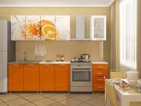 Кухонный гарнитур 1,8м Апельсин (Белый/Оранжевый металлик/Фотопечать апельсин) в Солнечном - solnechnyj.katalogmebeli.com | фото