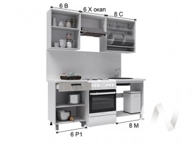 Кухня Салли 2.0 м с окапом (белый/сандал белый, серый/26 мм/дуб вотан) в Солнечном - solnechnyj.katalogmebeli.com | фото 3
