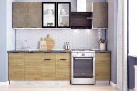 Кухонный гарнитур Стоун 2.0 (белый/камень темно-серый/акация светлая) в Солнечном - solnechnyj.katalogmebeli.com | фото
