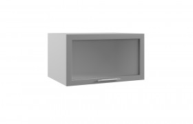 Квадро ГВПГС 800 шкаф верхний горизонтальный глубокий со стеклом высокий (Железо/корпус Серый) в Солнечном - solnechnyj.katalogmebeli.com | фото