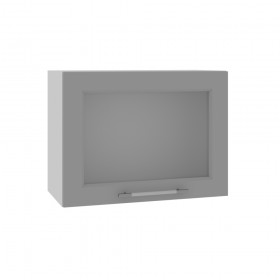Квадро ВПГС 600 шкаф верхний горизонтальный со стеклом высокий (Ваниль кожа/корпус Серый) в Солнечном - solnechnyj.katalogmebeli.com | фото