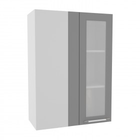 Квадро ВПУС 650 шкаф верхний угловой со стеклом высокий (Железо/корпус Серый) в Солнечном - solnechnyj.katalogmebeli.com | фото