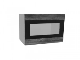 Лофт ПГСФ 500 шкаф верхний горизонтальный со стеклом и фотопечатью (Дуб бурый/корпус Серый) в Солнечном - solnechnyj.katalogmebeli.com | фото