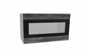 Лофт ПГСФ 600 шкаф верхний горизонтальный со стеклом и фотопечатью (Дуб бурый/корпус Серый) в Солнечном - solnechnyj.katalogmebeli.com | фото