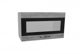 Лофт ПГСФ 600 шкаф верхний горизонтальный со стеклом и фотопечатью (Дуб майский/корпус Серый) в Солнечном - solnechnyj.katalogmebeli.com | фото