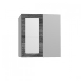 Лофт ПУС 650 шкаф верхний угловой со стеклом (Дуб бурый/корпус Серый) в Солнечном - solnechnyj.katalogmebeli.com | фото