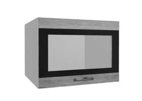 Лофт ВПГСФ 600 шкаф верхний горизонтальный со стеклом высокий с фотопечатью (Дуб майский/корпус Серый) в Солнечном - solnechnyj.katalogmebeli.com | фото