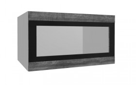 Лофт ВПГСФ 800 шкаф верхний горизонтальный со стеклом высокий с фотопечатью (Дуб бурый/корпус Серый) в Солнечном - solnechnyj.katalogmebeli.com | фото