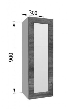 Лофт ВПС 300 шкаф верхний со стеклом высокий (Дуб бурый/корпус Серый) в Солнечном - solnechnyj.katalogmebeli.com | фото